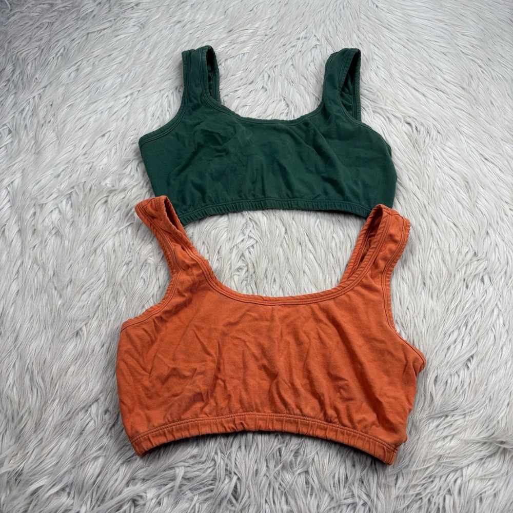 LOT 2 - ARQ Women's L Full Coverage Pullover Bralette Bra Orange Green Comfort